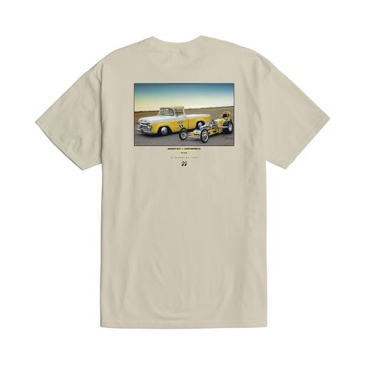 LMC X MOONEYES DOUBLE TROUBLE STOCK T-SHIRT NATURAL