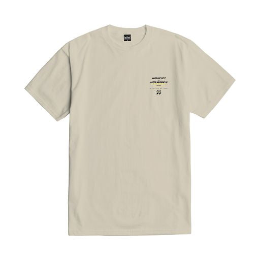 LMC X MOONEYES DOUBLE TROUBLE STOCK T-SHIRT NATURAL